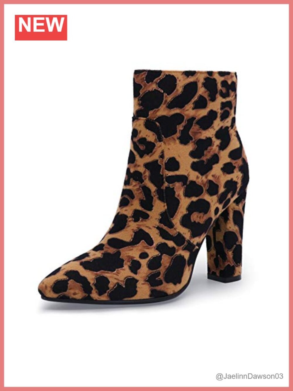 Women's Pointed Toe High Heel Ankle Boots Chunky Zipper Bootie